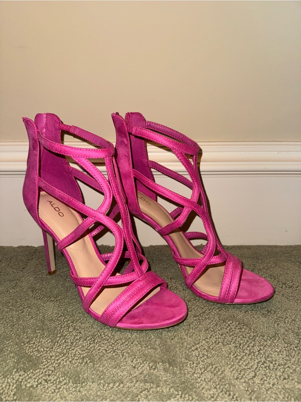 Aldo Hot Pink Strappy Cage High Heels
